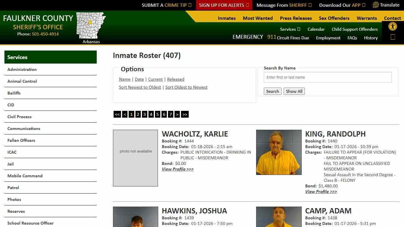 Inmate Roster - Current Inmates Booking Date Descending - Faulkner County Sheriff's Office